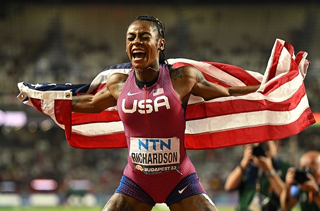 image American Richardson claims world gold in women&#8217;s 100m