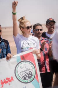 diaspora demonstrating in the desert