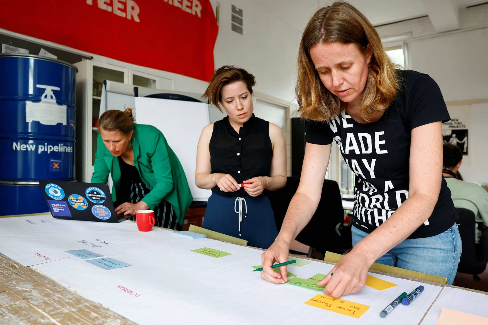 campaign leader hiske arts speaks during a meeting of climate group fossielvrij nederland (fossil free netherlands) in amsterdam