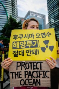 a woman gathers to protest japan's decision to start releasing nuclear contaminated wastewater near the japanese embassy in seoul, south korea, aug. 22, 2023 xinhua wang yiliang