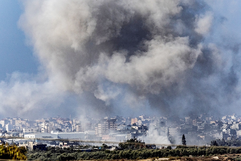 smoke rises over gaza as seen from southern israel, amid the ongoing conflict between israel and palestinian group hamas