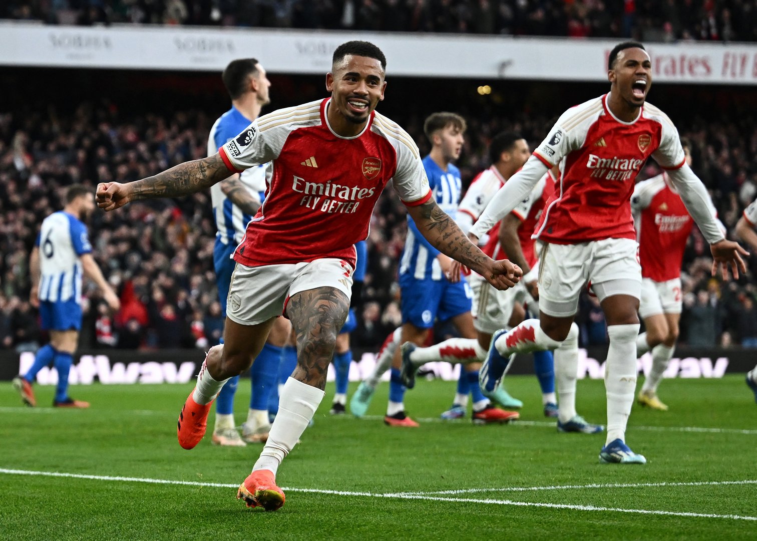 image Arsenal move top of the league with 2-0 win over Brighton