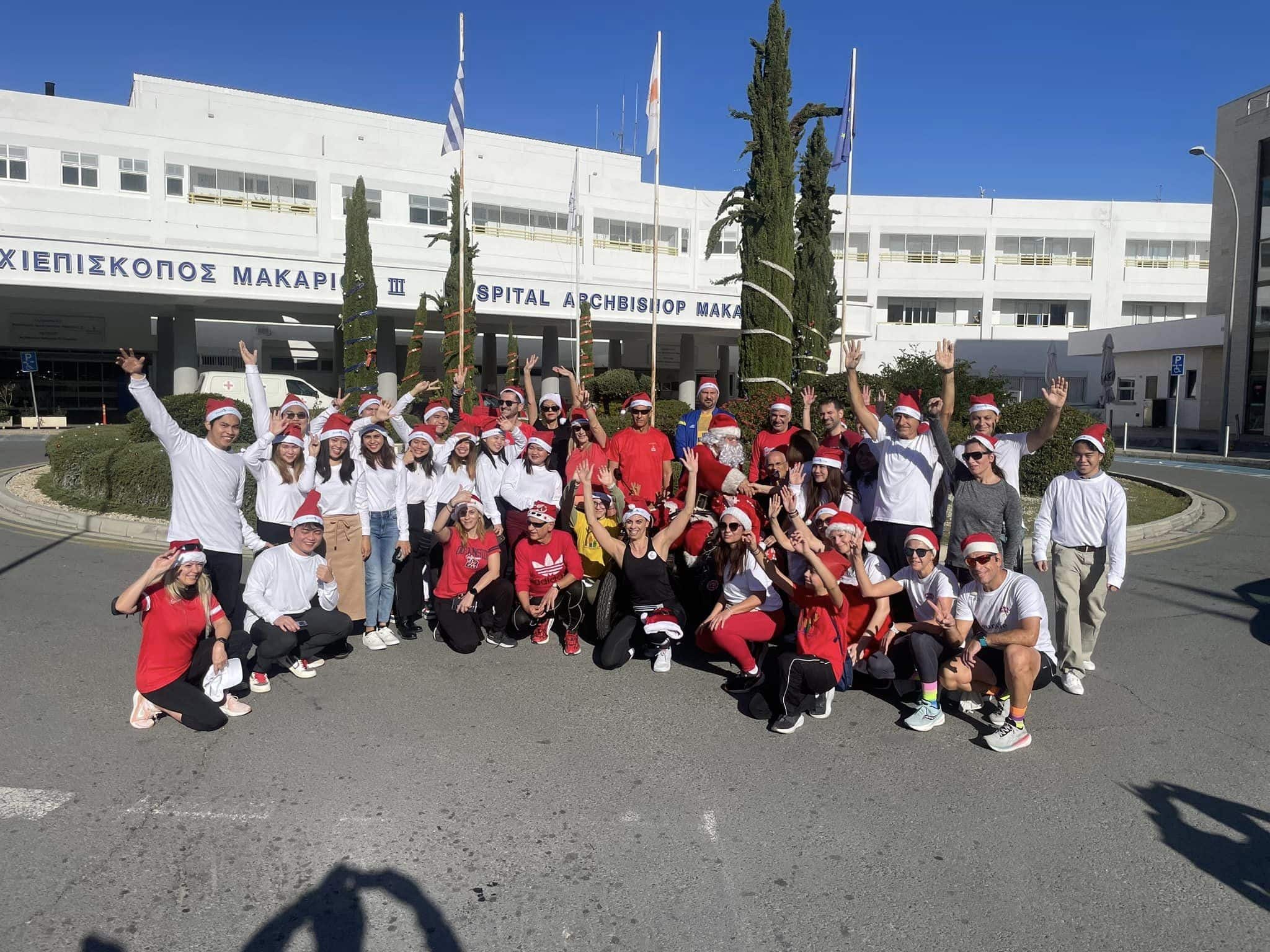 image Runners sing carols to children at Makarios hospital