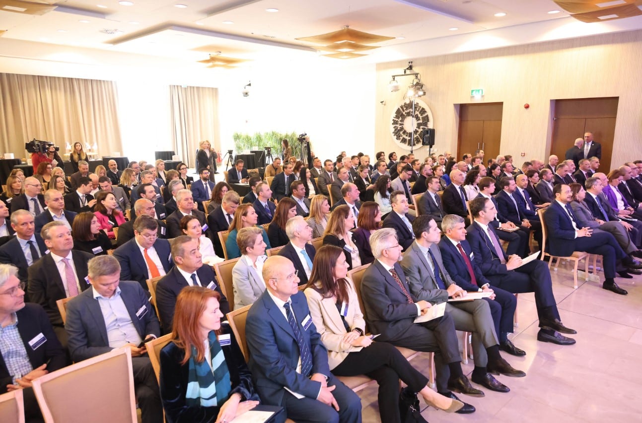 Investors and other business leaders at the Presidential Palace in Nicosia