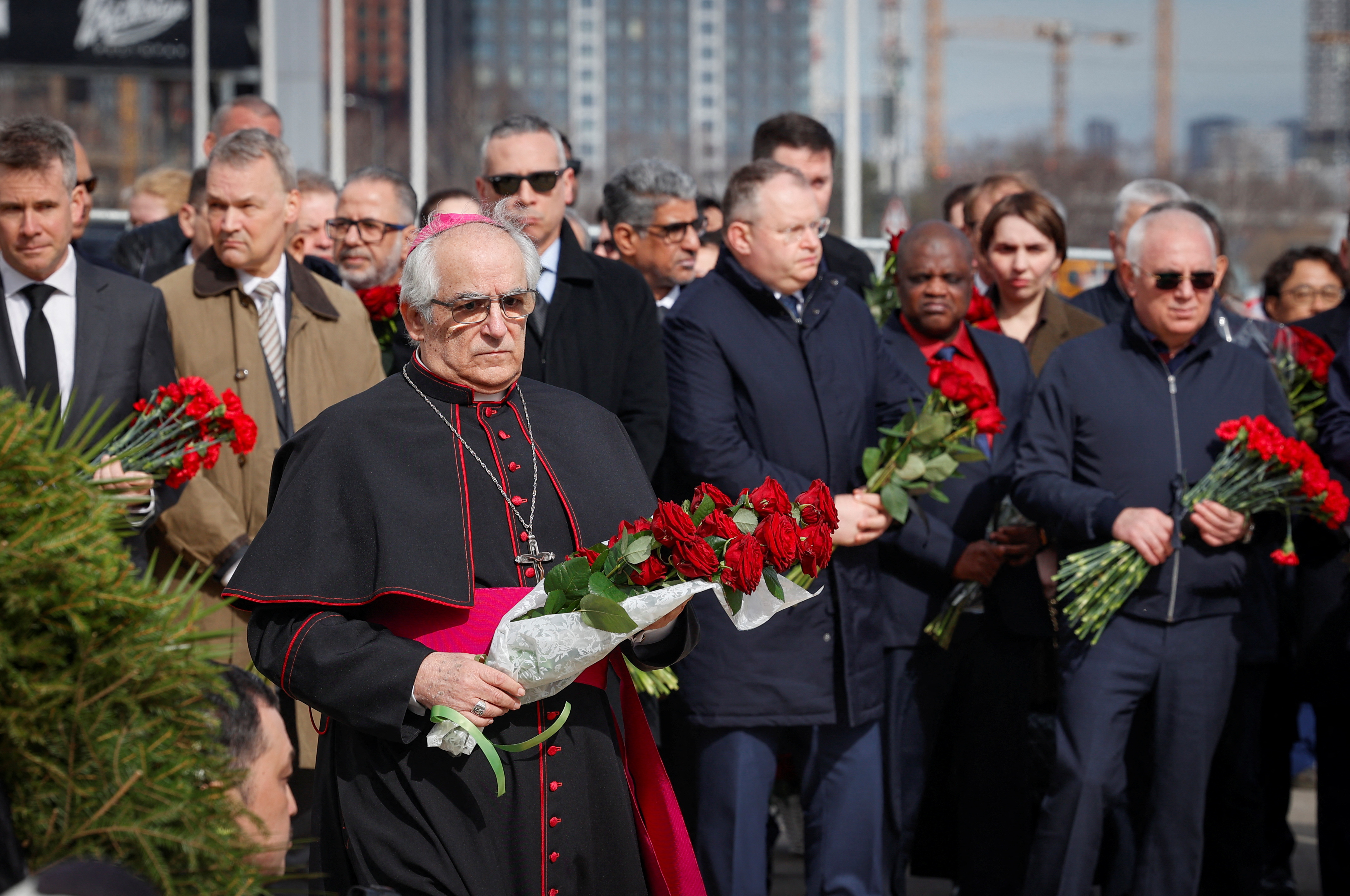 image Foreign diplomats lay flowers in memory of Russia&#8217;s concert hall attack victims