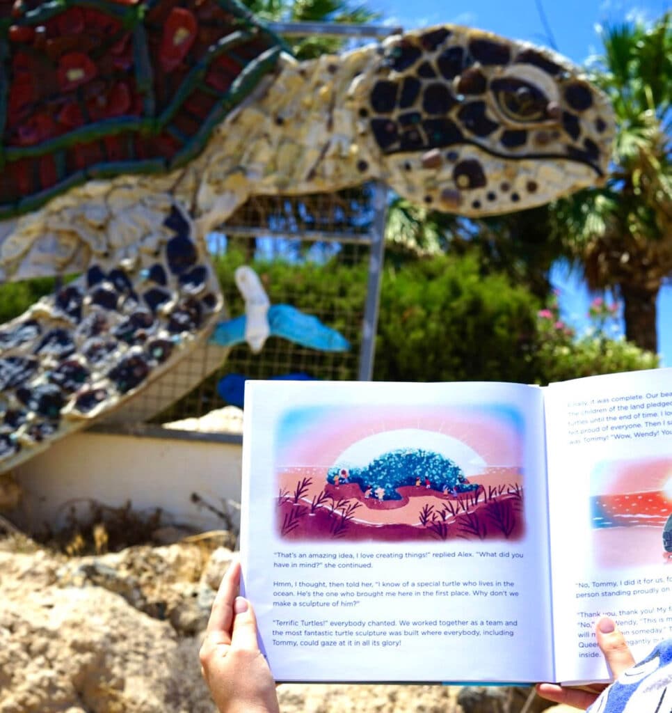 the ayia triada turtle made from recycled rubbish appears in the bookweb