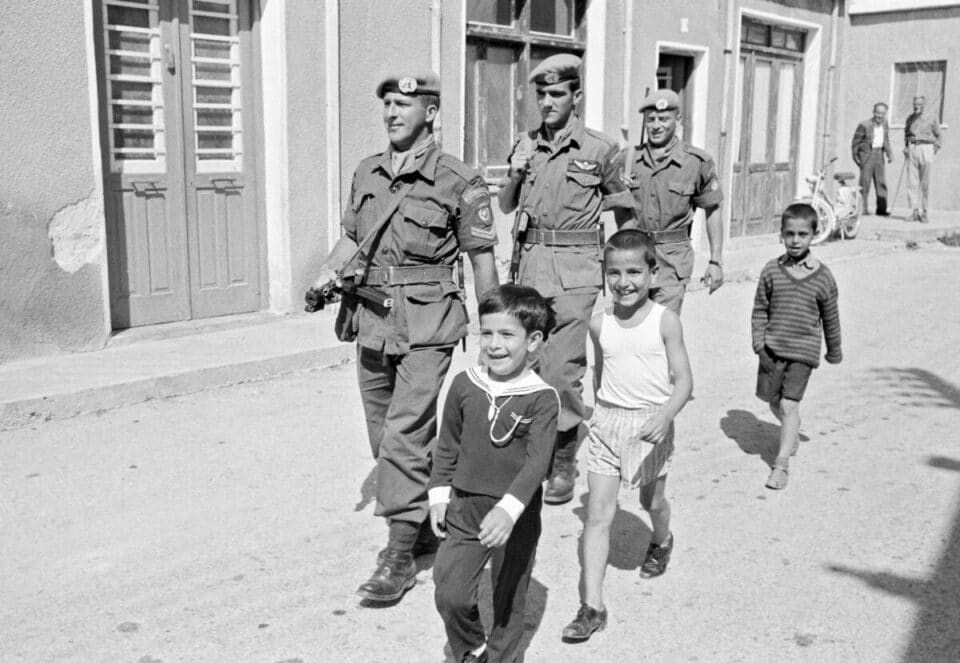 Canadian Unficyp soldiers are seen on patrol in Kyrenia in 1964