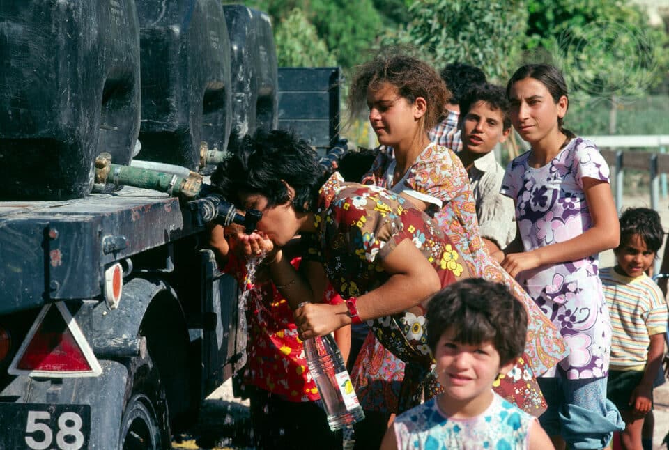 Turkish Cypriot refugees at the tent village Happy Valley in Episkopi in 1974