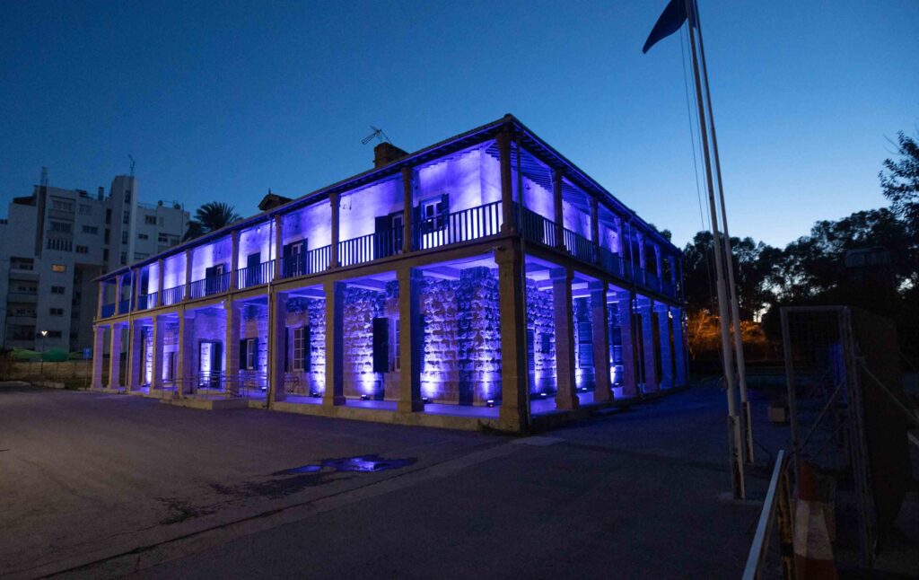 interior ministry lit blue in a previous year