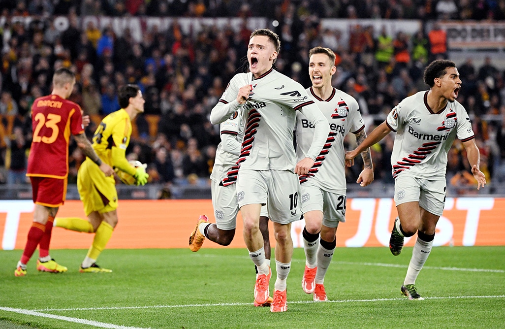 image Leverkusen earn 2-0 victory at Roma in semis first leg