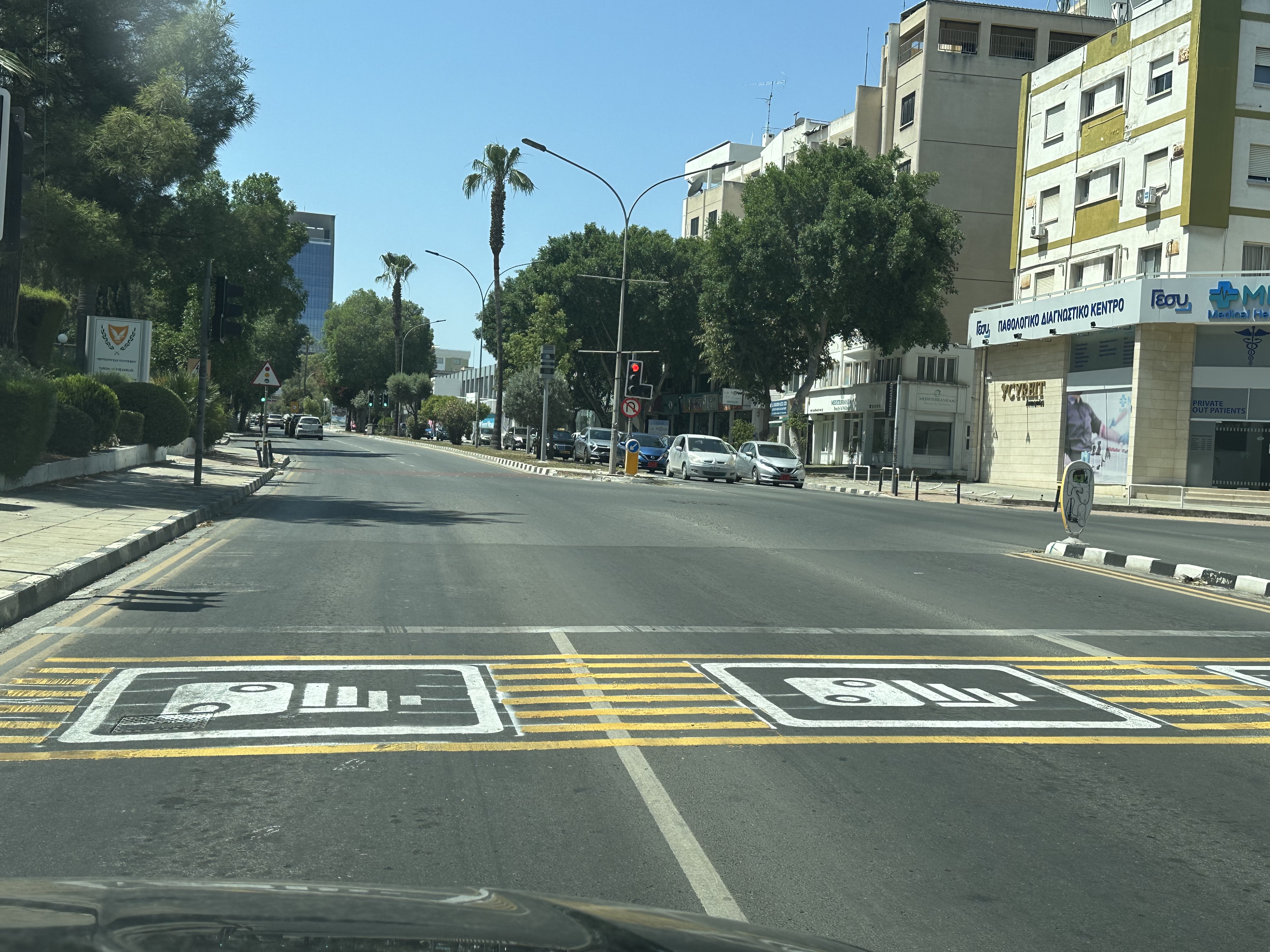 Road markings warn of traffic cameras
