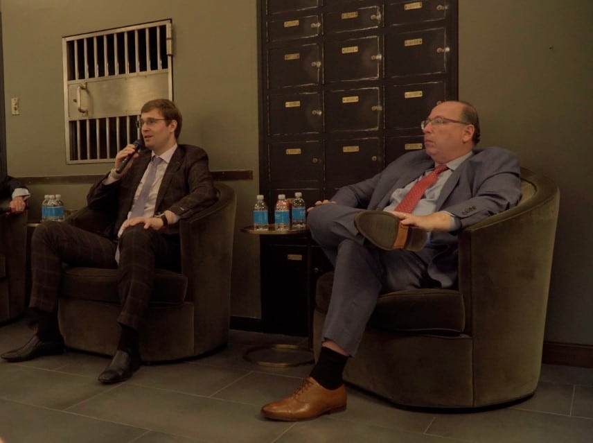 Timur Turlov (left), Robert Wotczak, President & CEO at Freedom Capital Markets (right) - Location: 40 Wall Street, New York 
