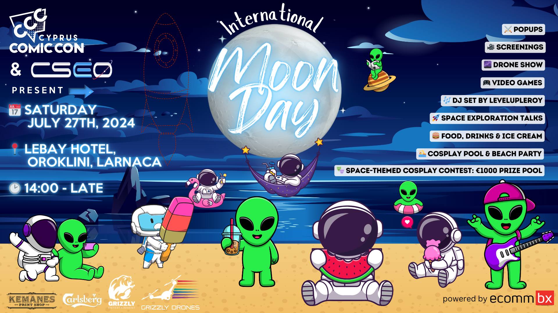 Outer space film night and beach party