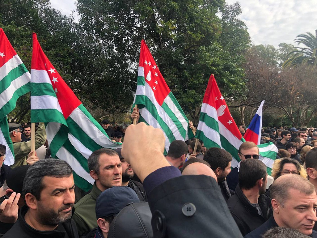 Protesters storm parliament in breakaway Georgian region over deal with Russia