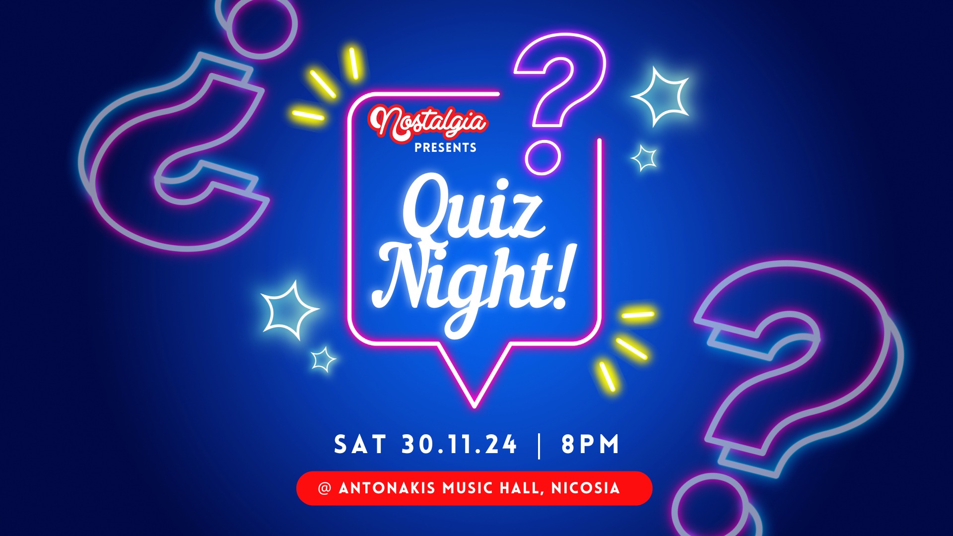 Nostalgic quiz night in English