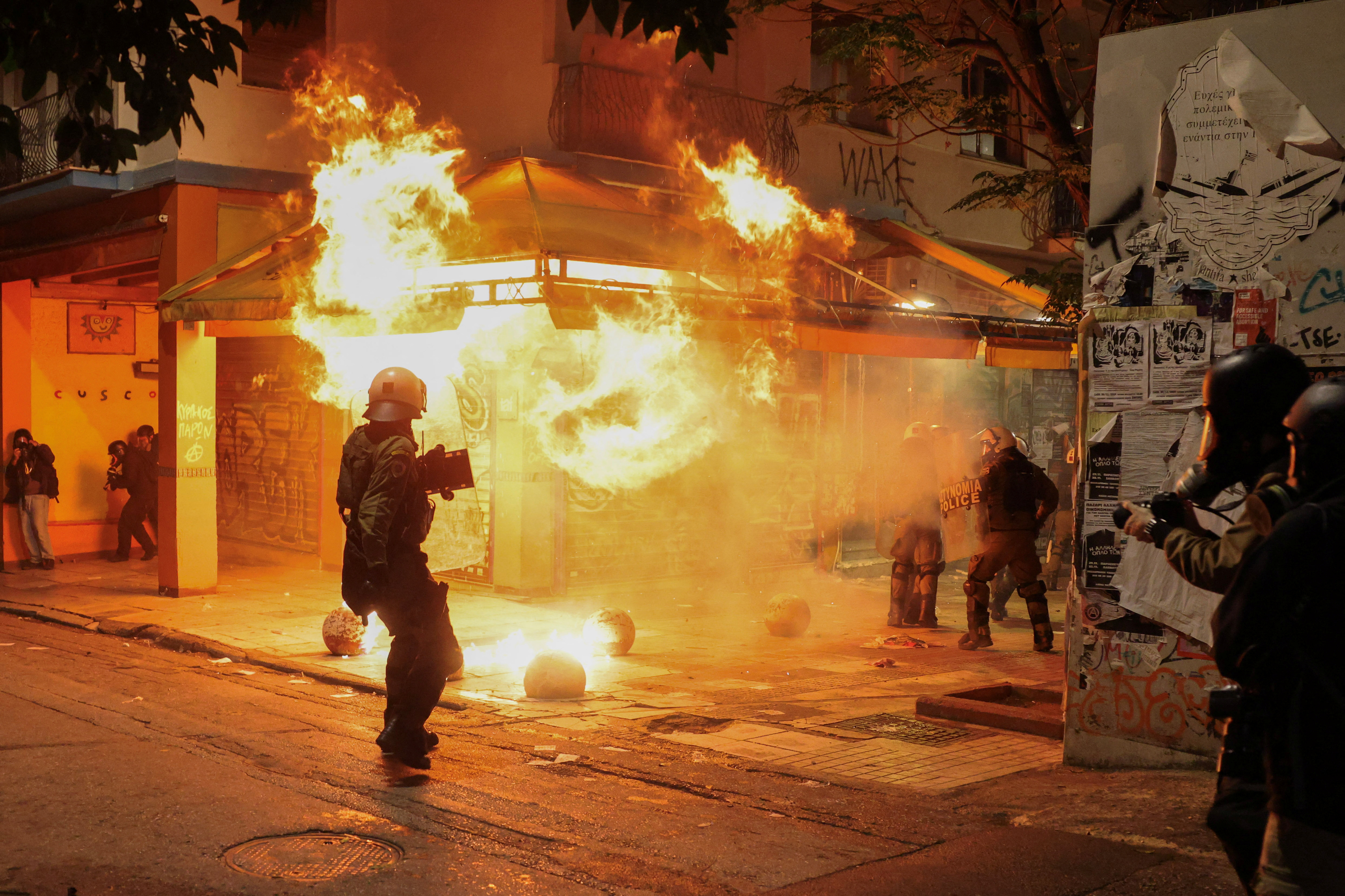 Clashes break out in Athens after march to mark 2008 student killing by police