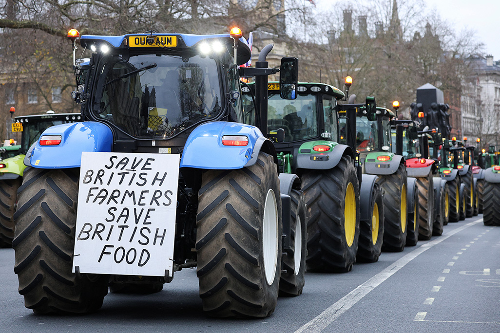 Tractors block central London streets as farmers protest at tax change