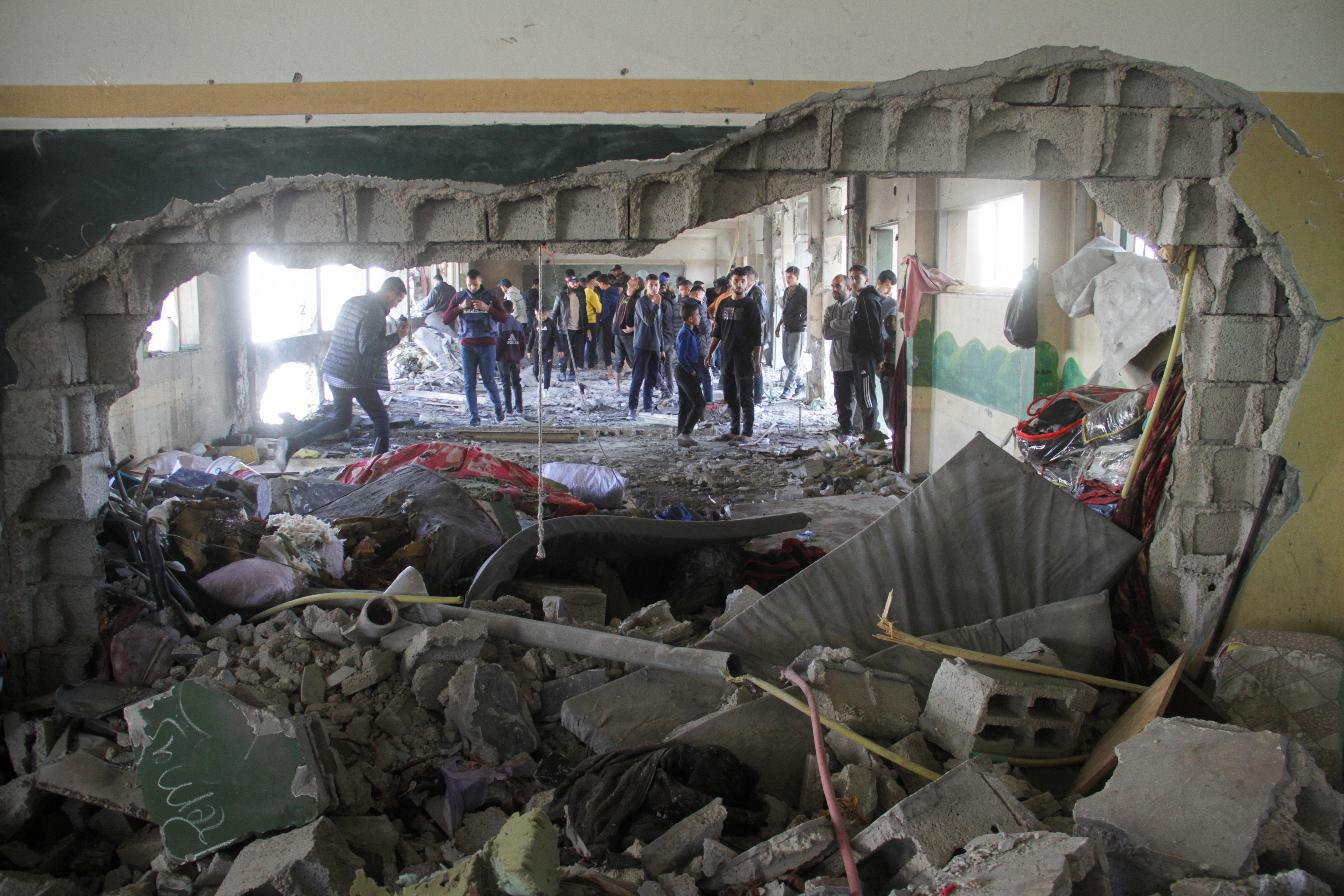 Seven killed in Israeli strike on Gaza school, Palestinian emergency service says