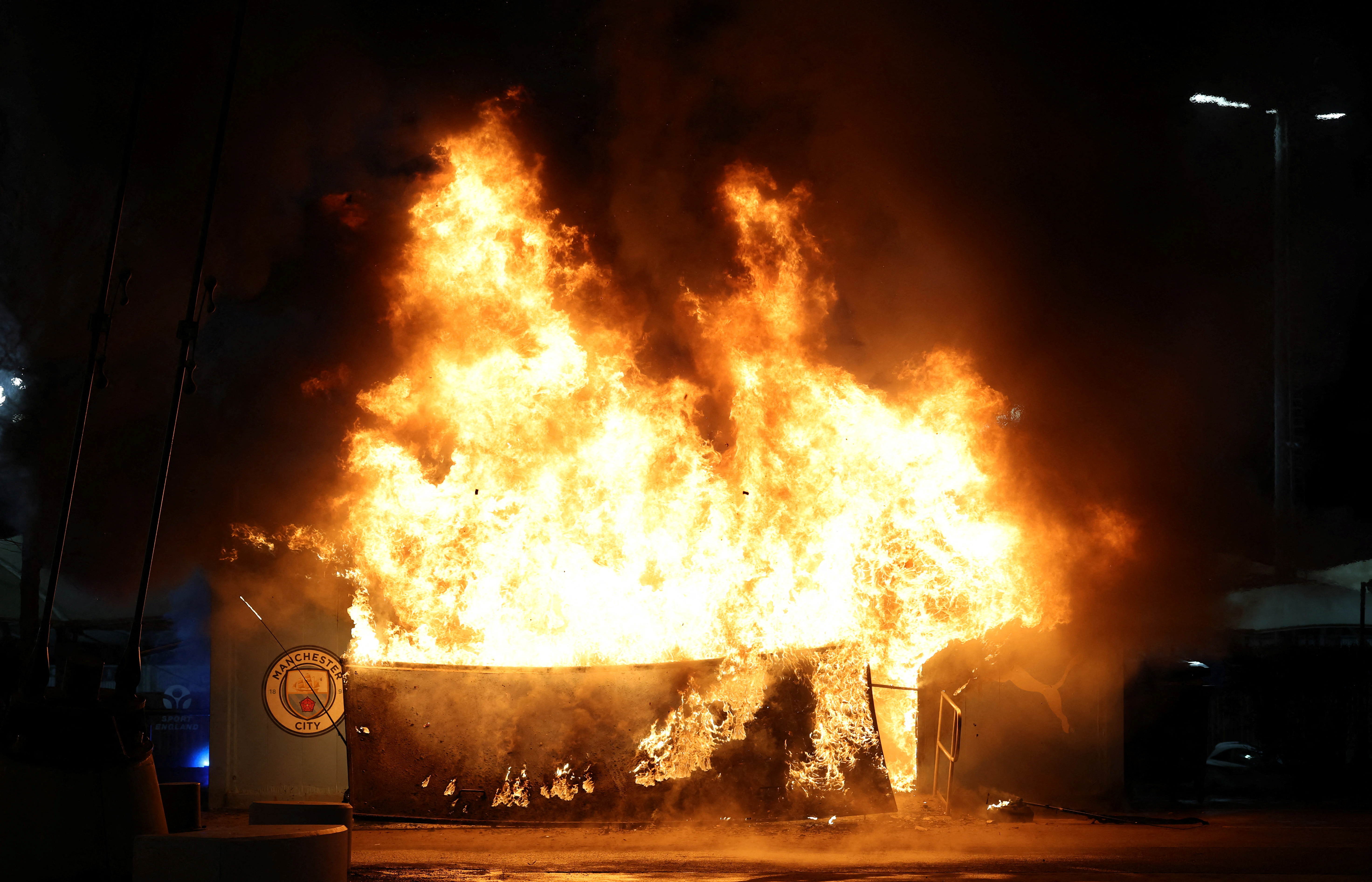 Fire breaks out outside Man City stadium ahead of Champions League game