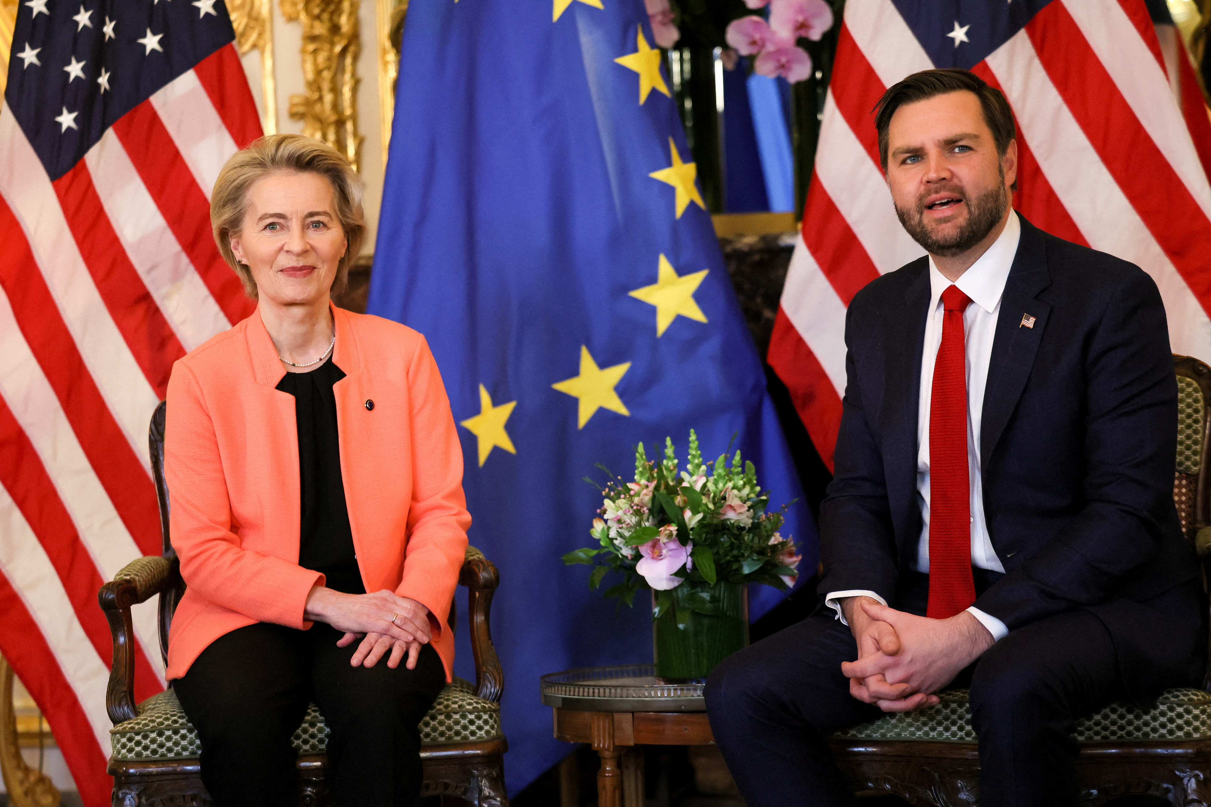 Von der Leyen reaffirms commitment to fair trade in meeting with Vance