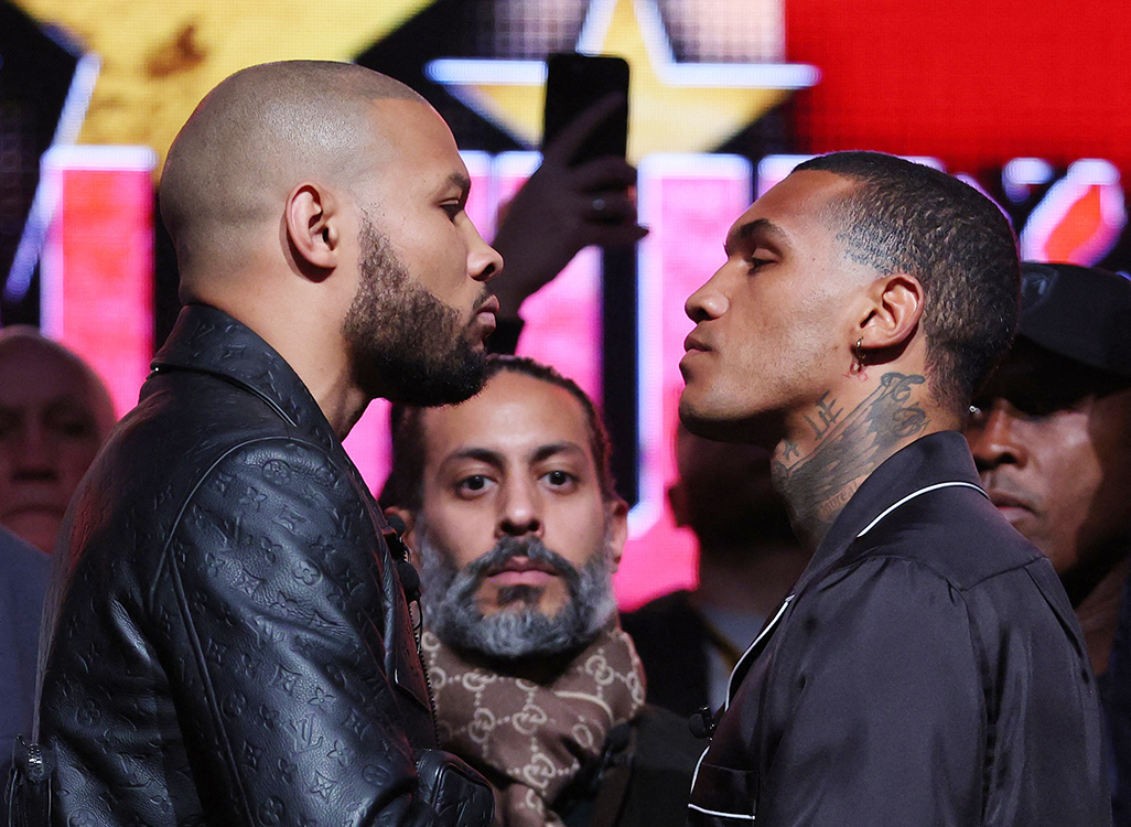 Eubank Jr slaps Benn with egg in press conference