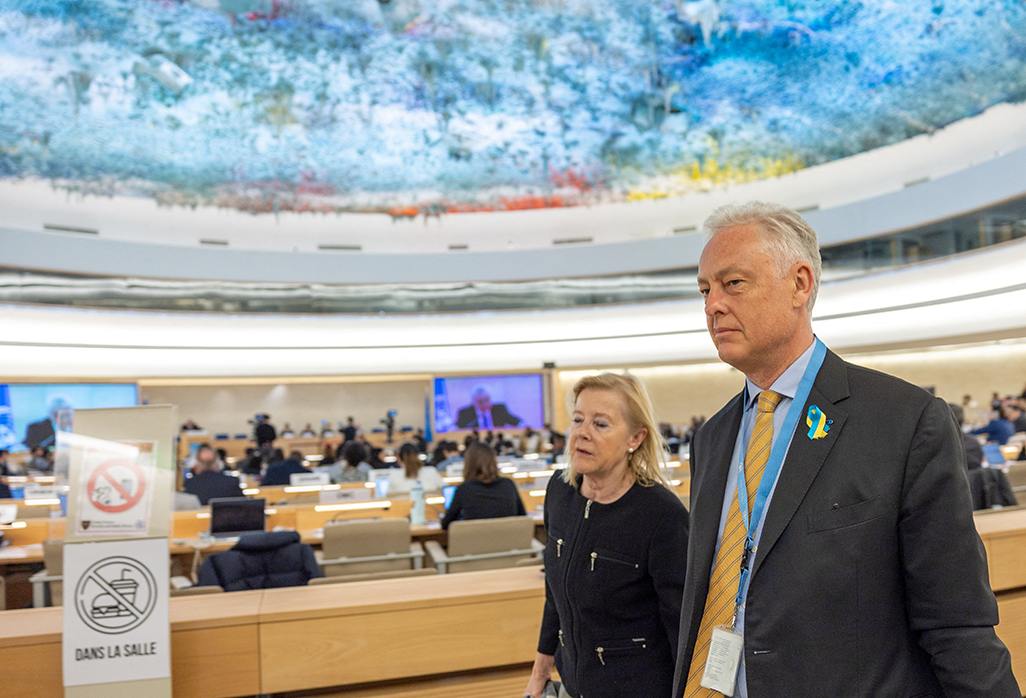 Dozens of delegates walk out of Russia’s speech to UN rights council