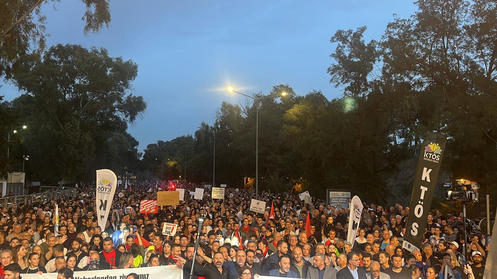 An estimated 13,000 Turkish Cypriots gather in Nicosia on Tuesday evening [Photo: Tom Cleaver]