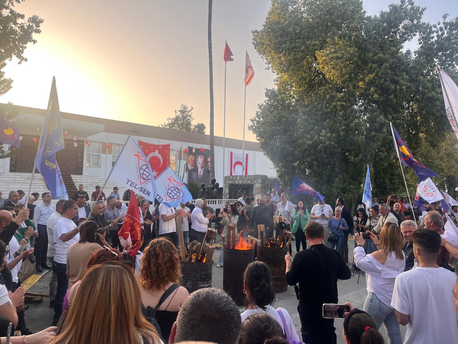 Fire protests against north hijab law return to Nicosia