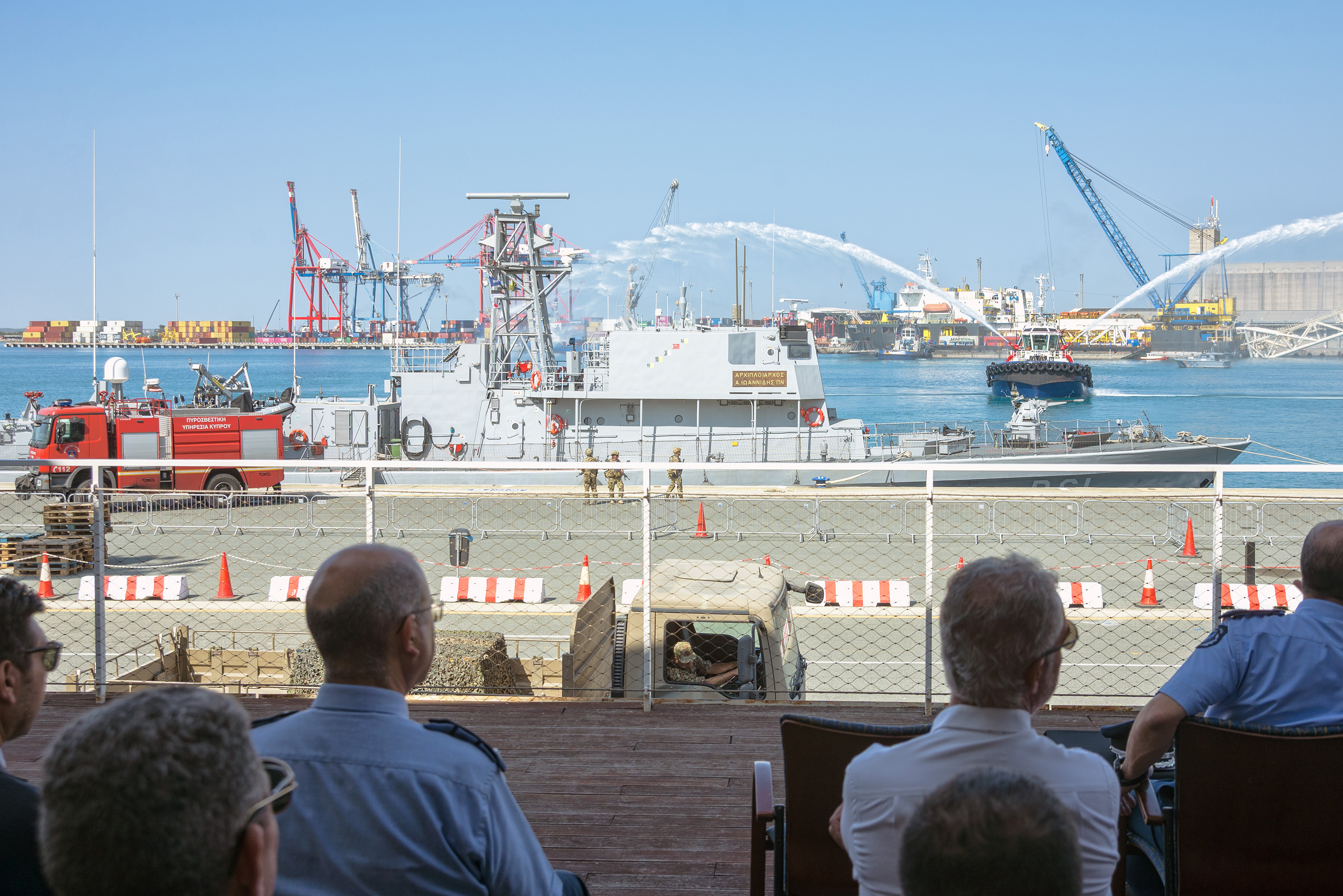 Military drill simulates warship under fire at Limassol port