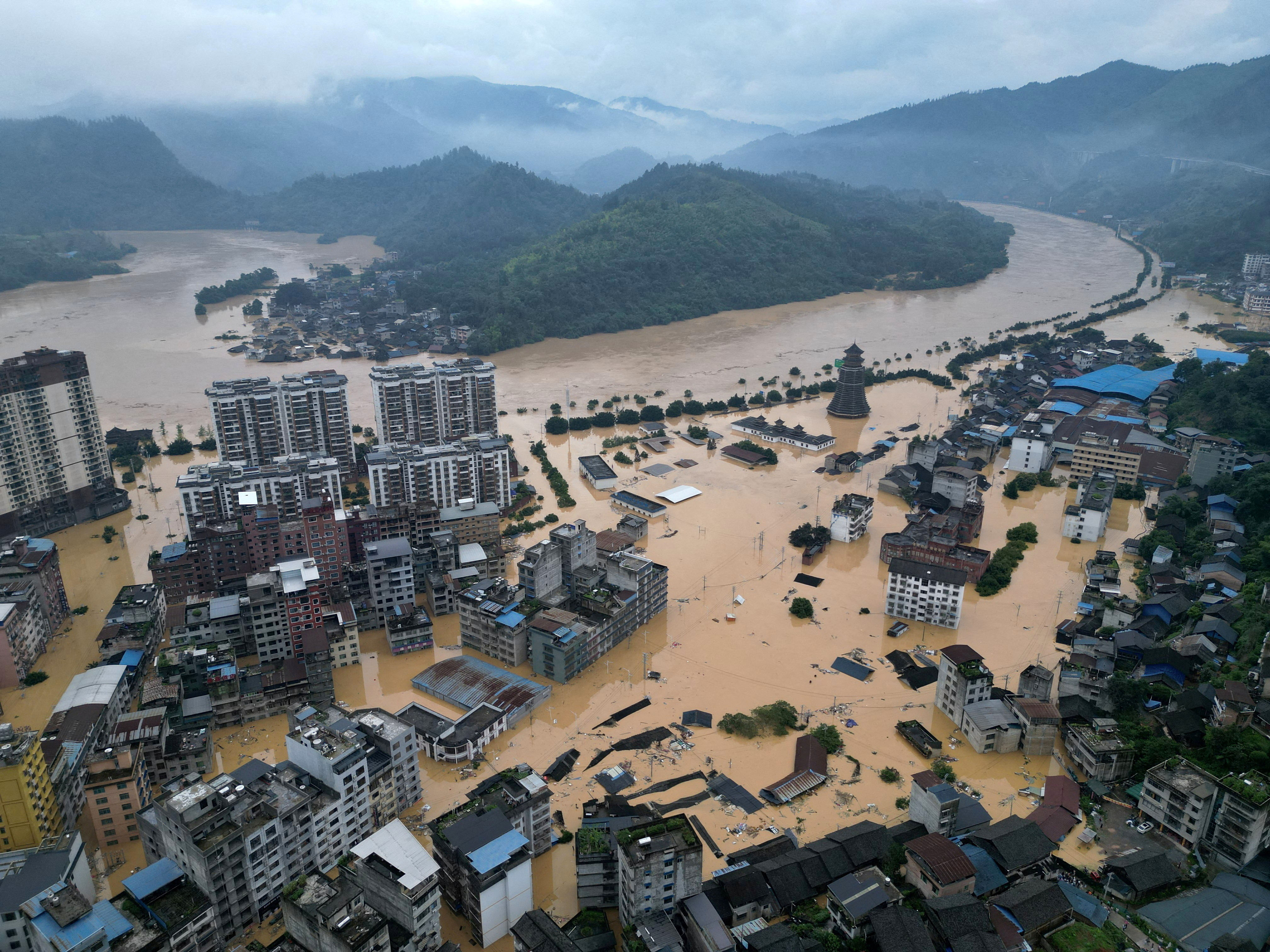 image Heavy rain hits China’s flood-stricken Guizhou for second time in a week