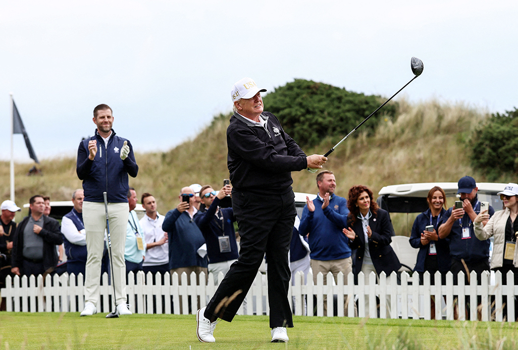 cover Trump opens new golf course in Scotland, heading home with eye on Middle East