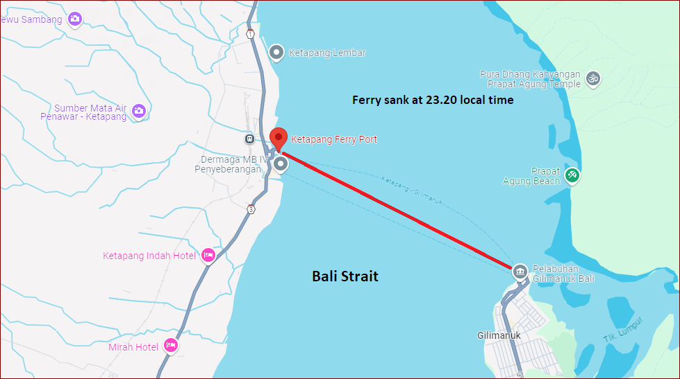 image Four dead, 38 missing after ferry sinks near Indonesia&#8217;s Bali