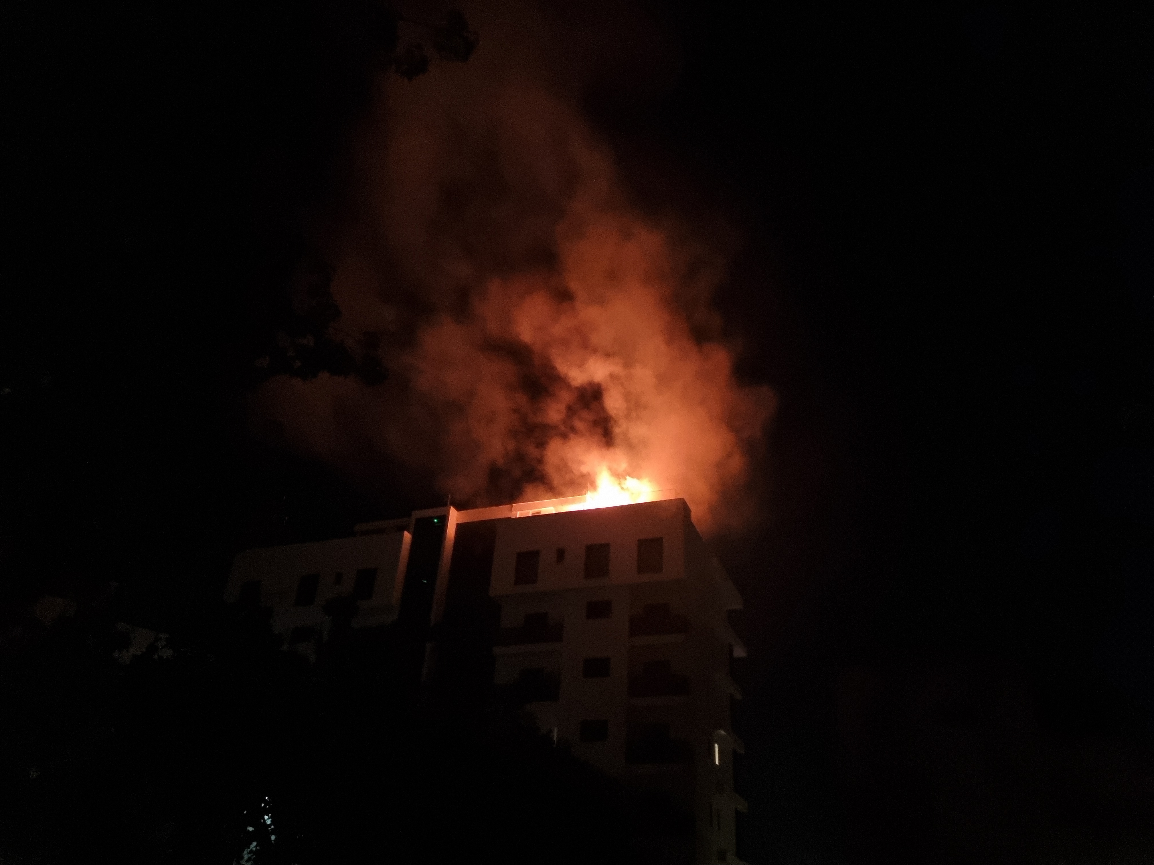 Rooftop of downtown Nicosia house in flames