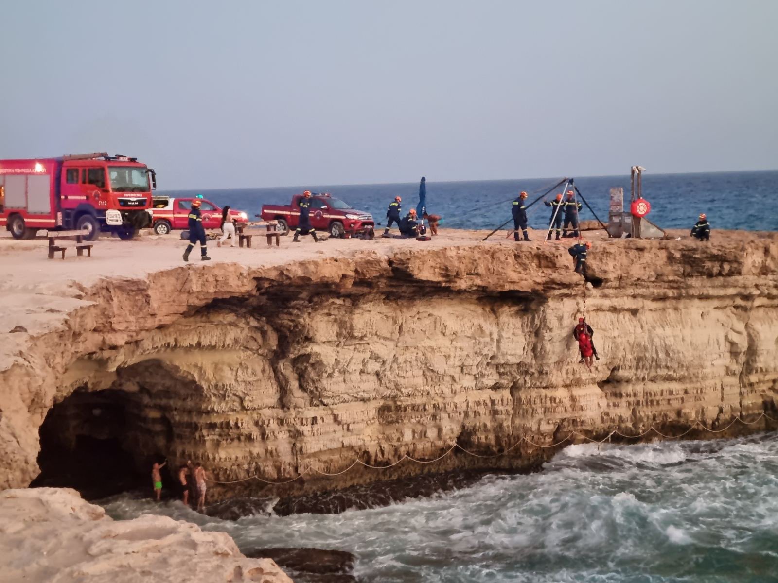 cover Four people rescued after jumping off Cape Greco sea caves