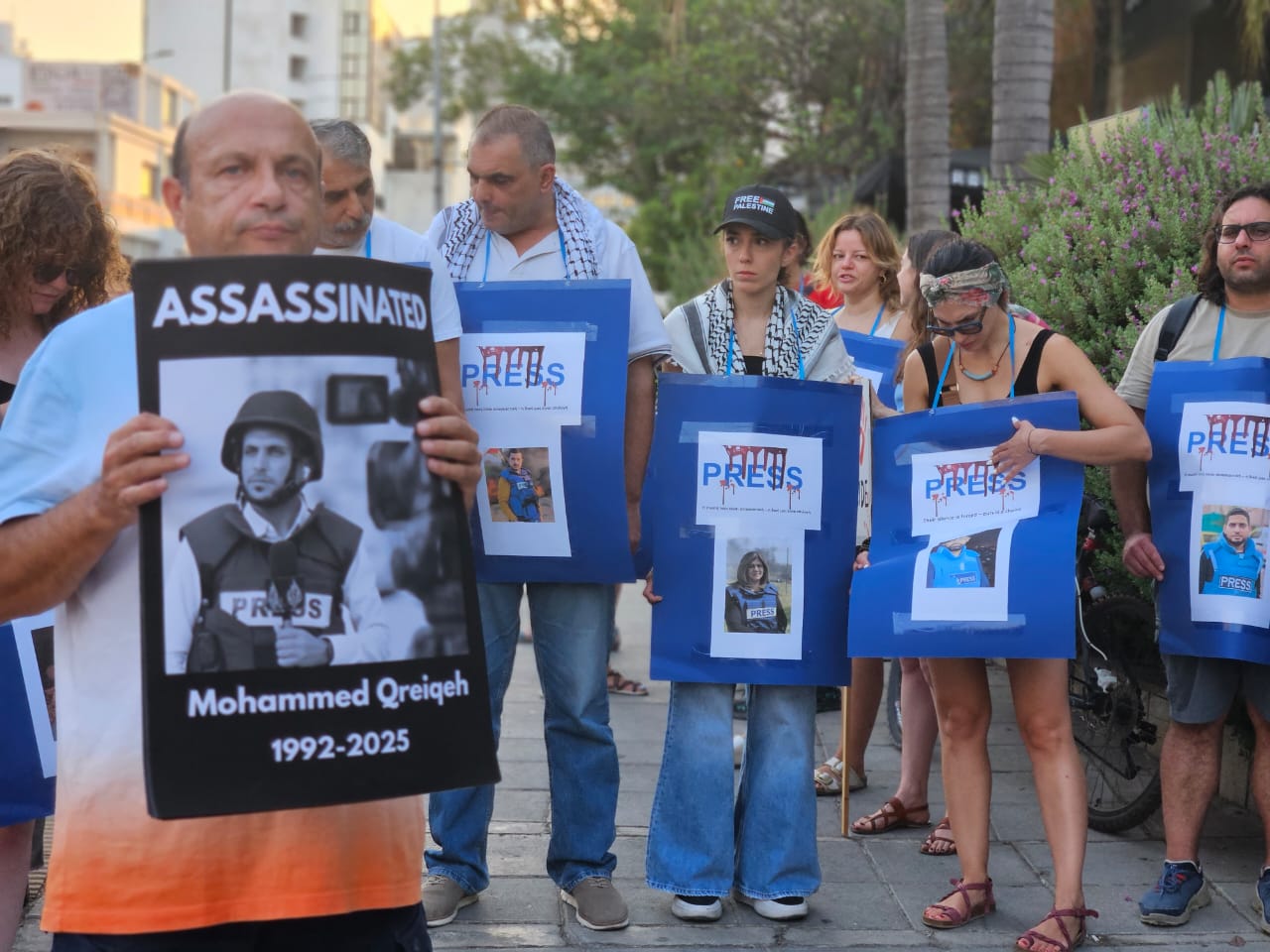 cover Silent protest in Nicosia for slain Gaza journalists