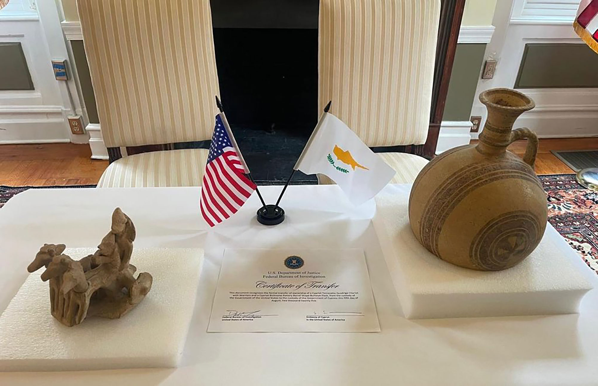 Two Cyprus antiquities returned from America
