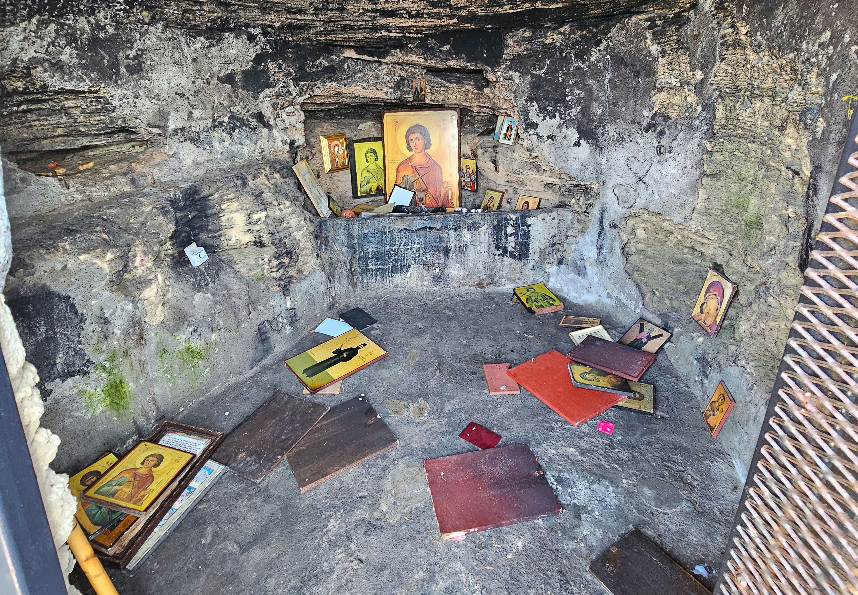 cover Turkish Cypriot authorities to examine vandalised Saint Phanourios cave