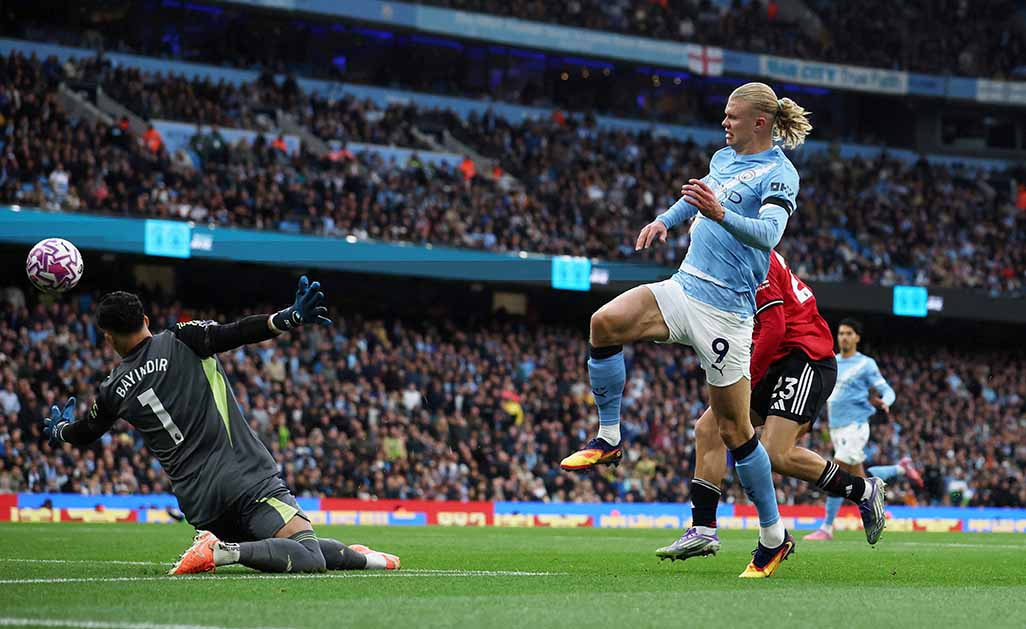cover Haaland scores twice as City thrash United