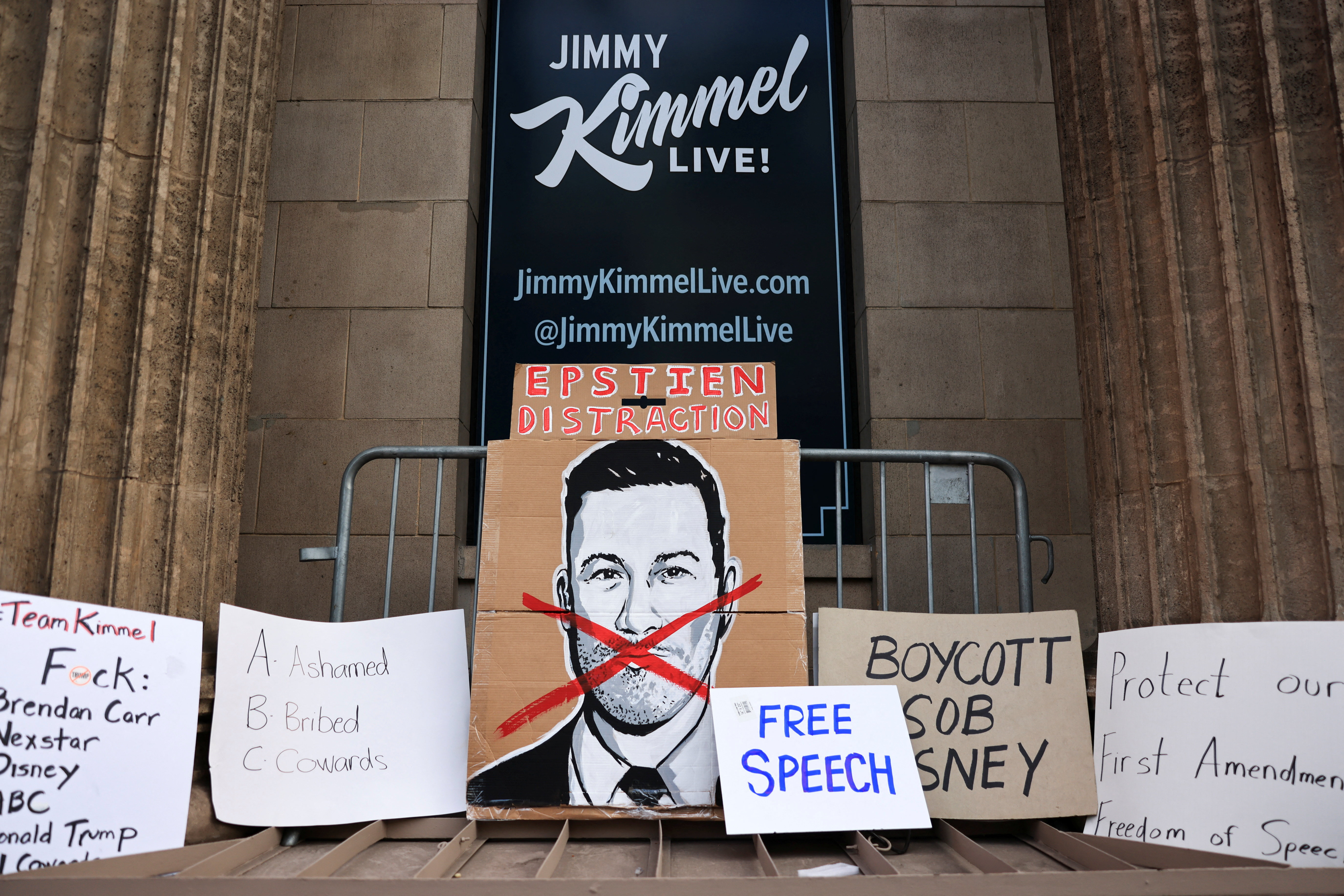 cover Jimmy Kimmel suspension puts Disney back in hotseat as writers hold protest