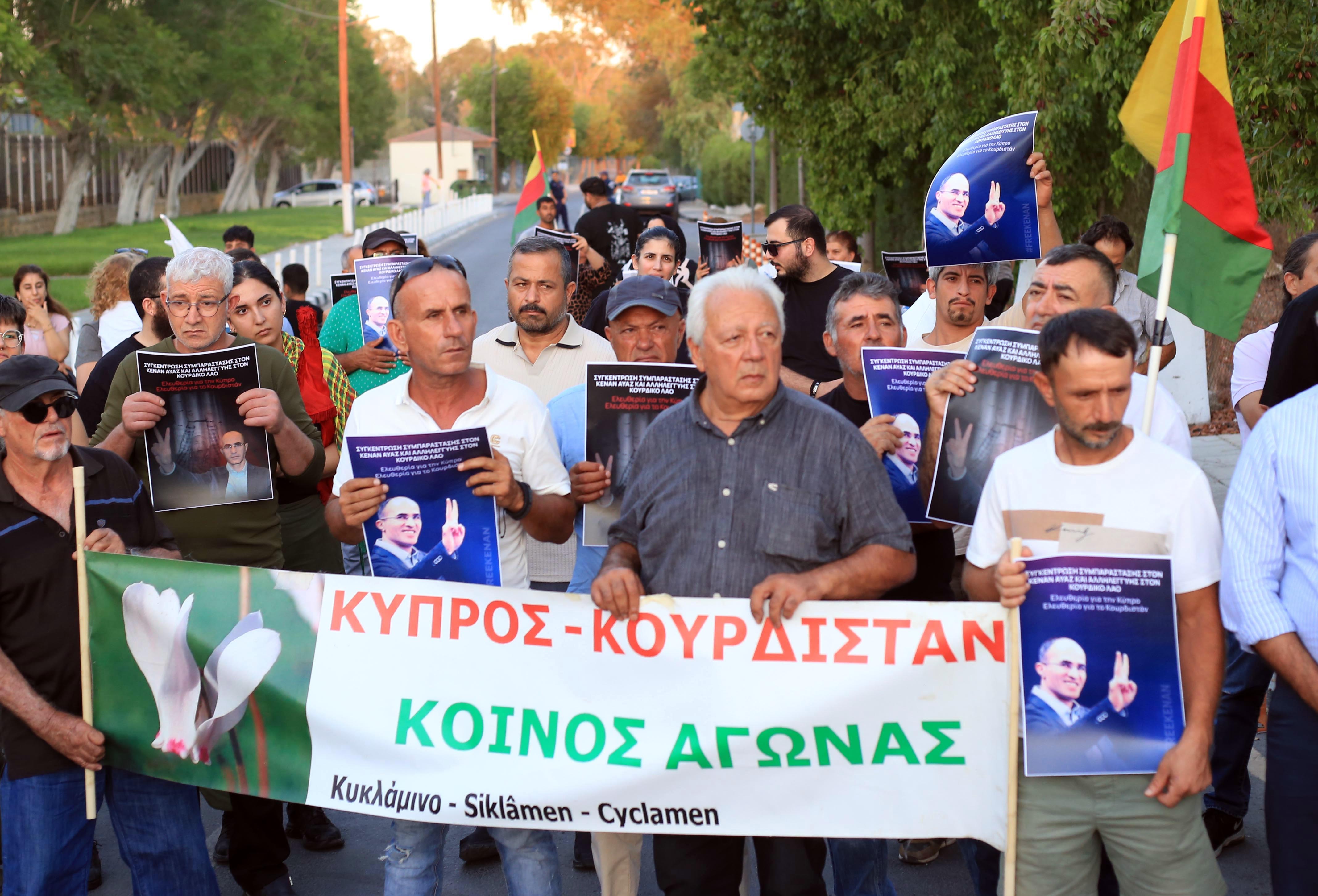cover Protesters call for release of Kurdish activist Kenan Ayaz outside Nicosia prison