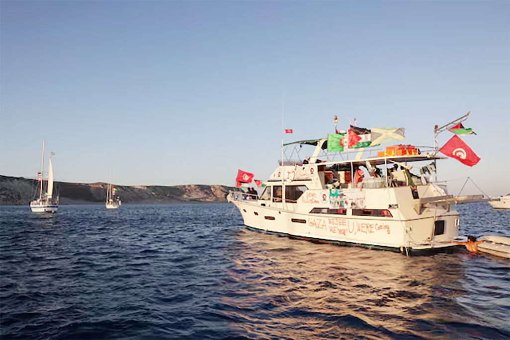 cover Drones from Turkey circle Gaza aid flotilla as boats sail east 