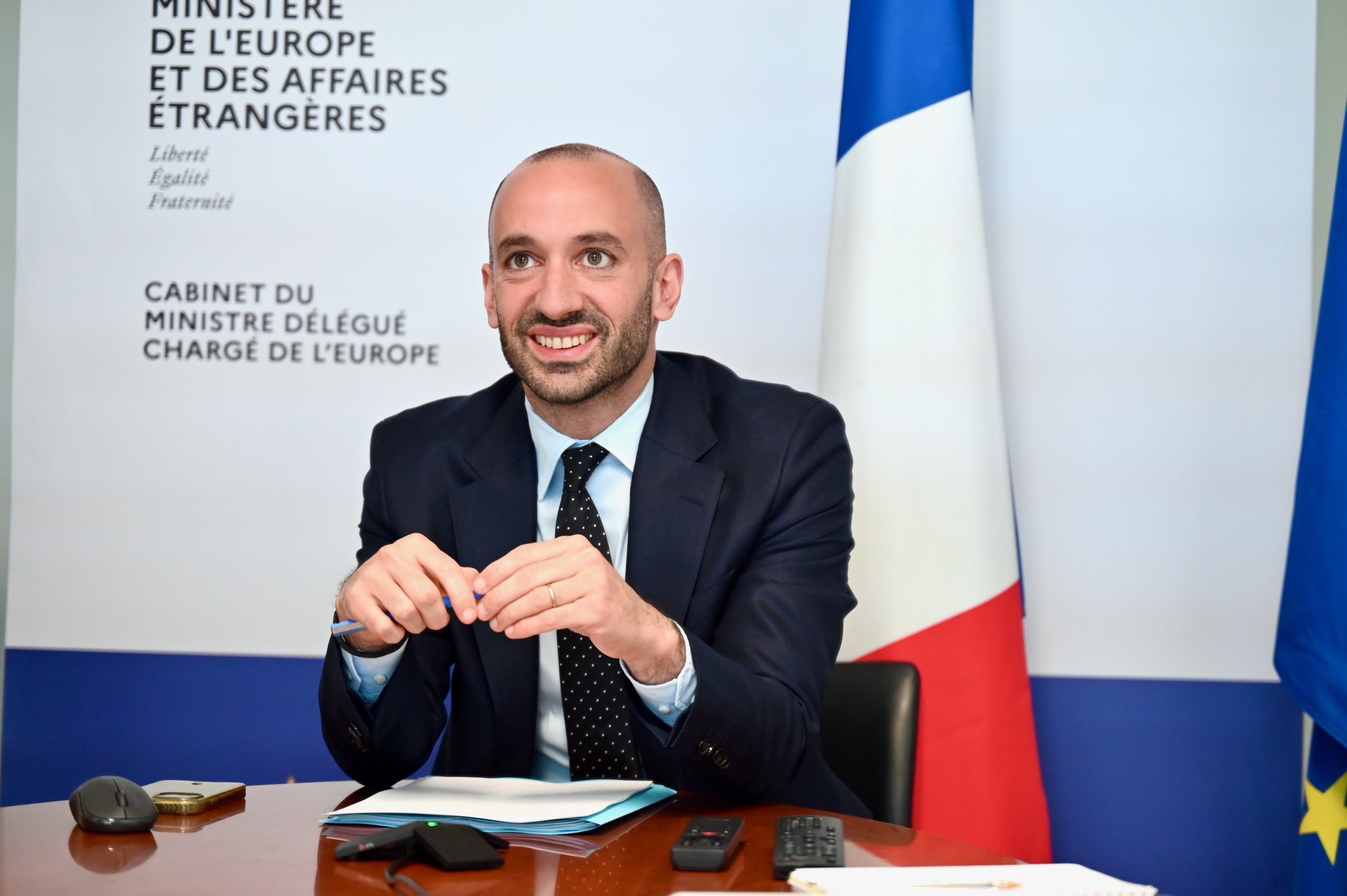 cover French deputy minister for European affairs arrives in Cyprus