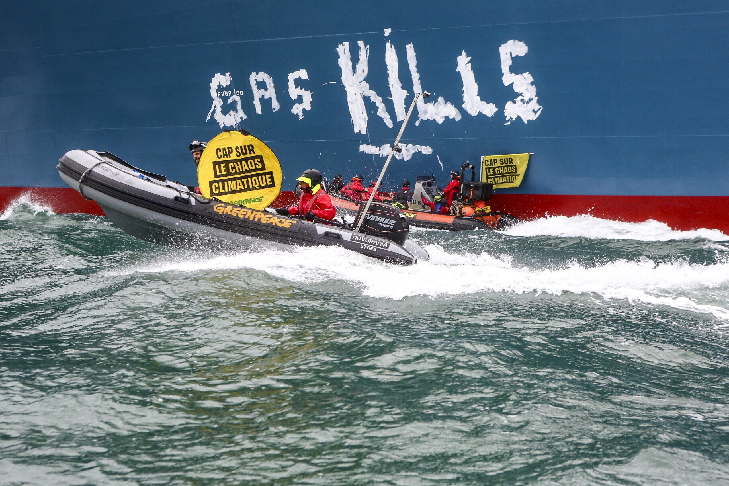 cover LNG tankers diverted from Belgian terminal amid Greenpeace blockade