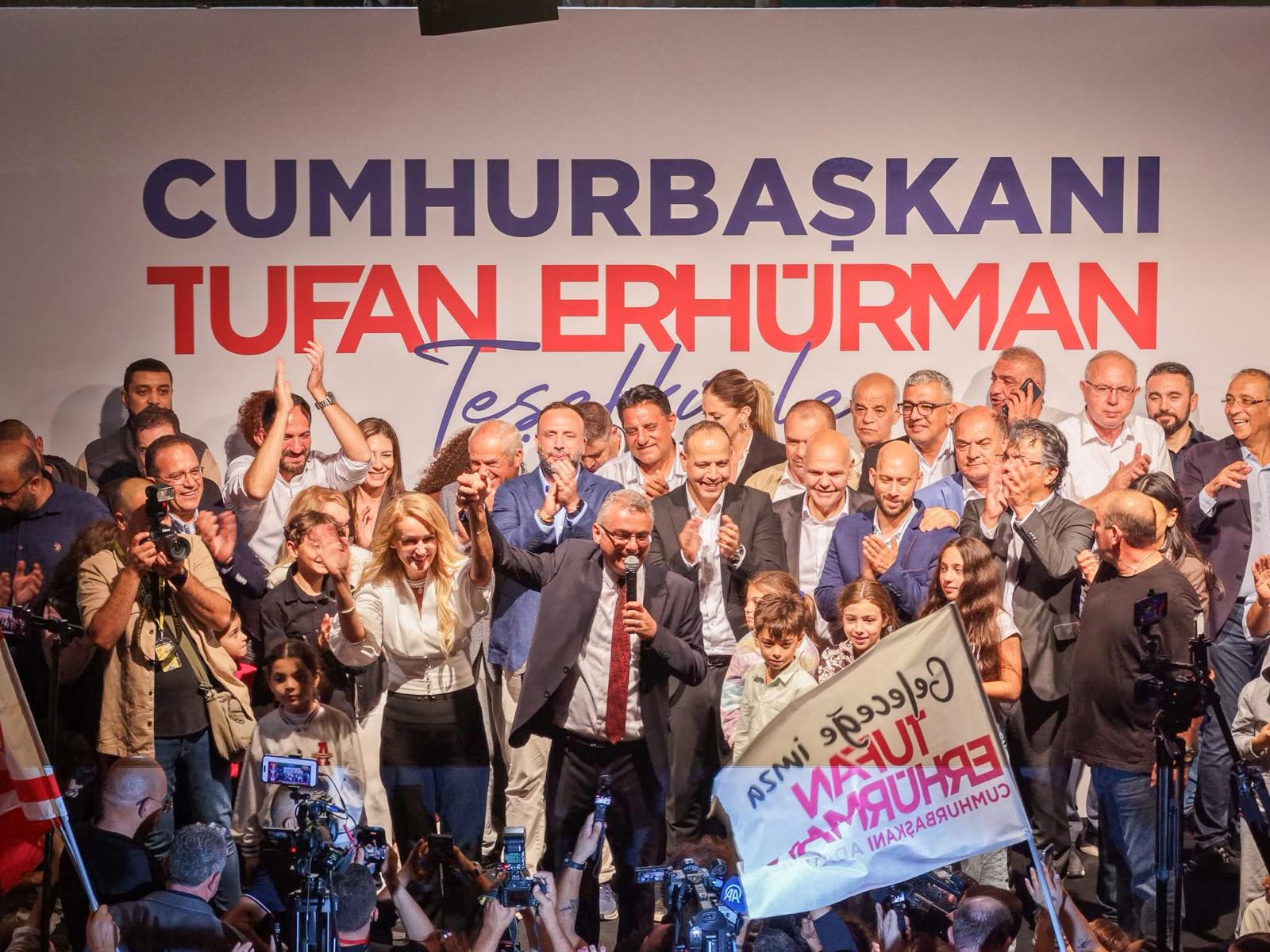 Tufan Erhurman making his victory speech in Kizilbas Park