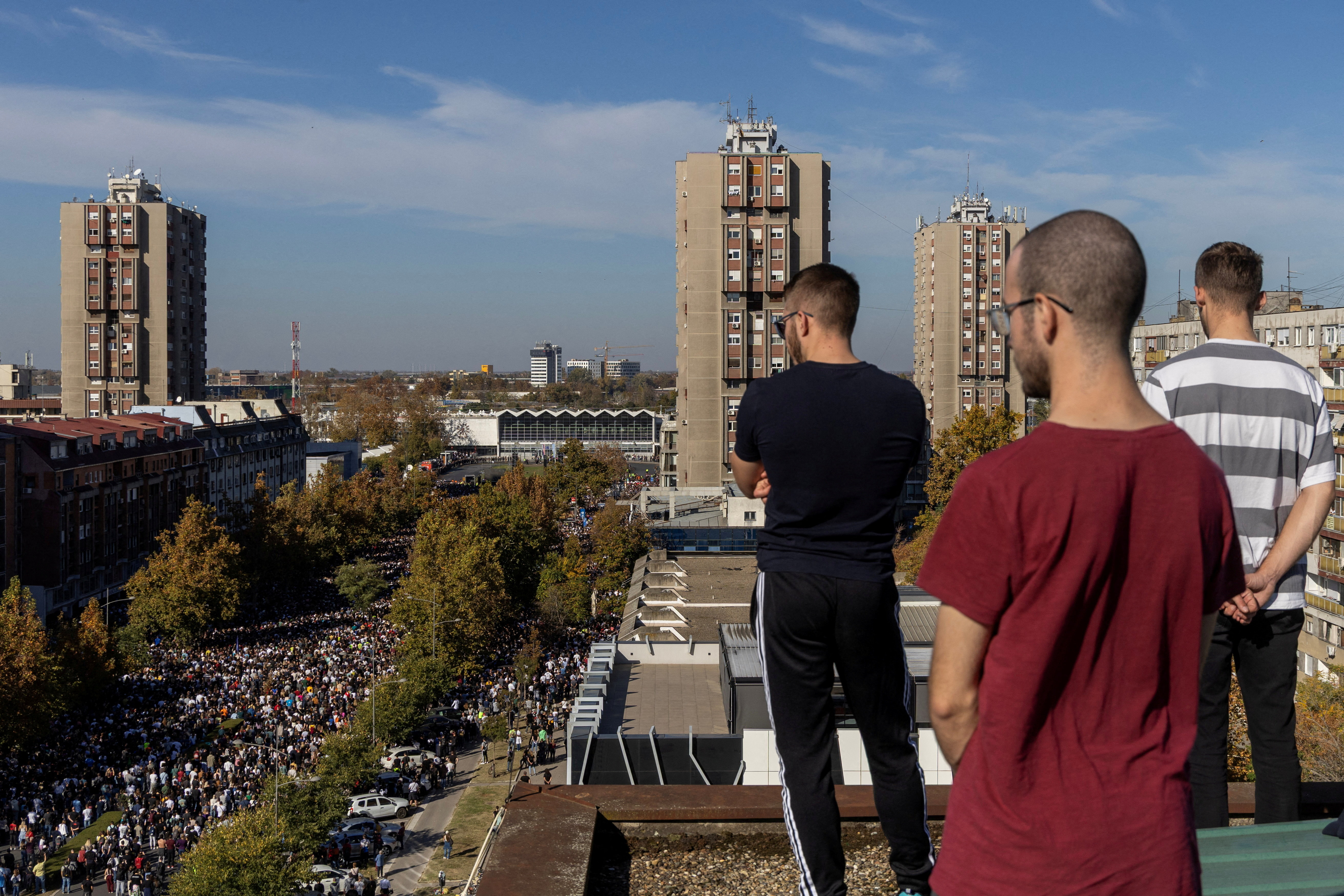 cover Tens of thousands protest in Serbia on anniversary of deadly roof collapse