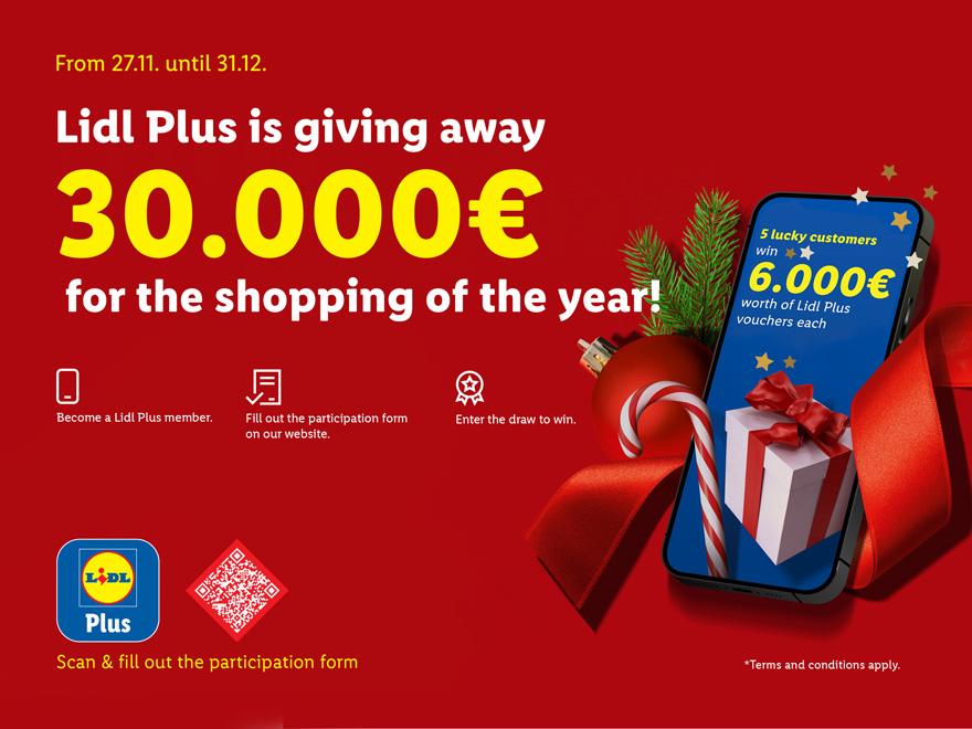 cover Lidl Plus app users can register to win €30K-worth of shopping vouchers