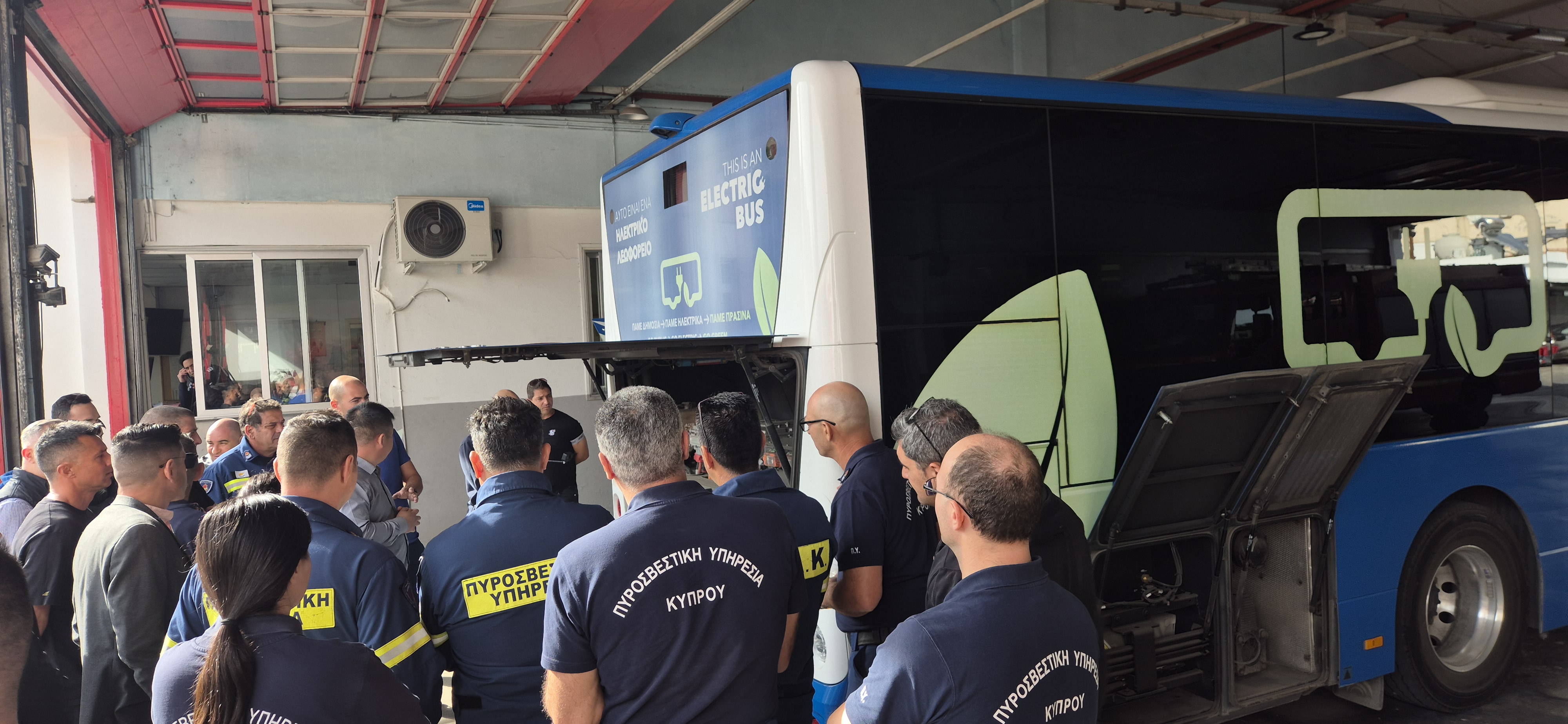 Firefighters shown electric buses