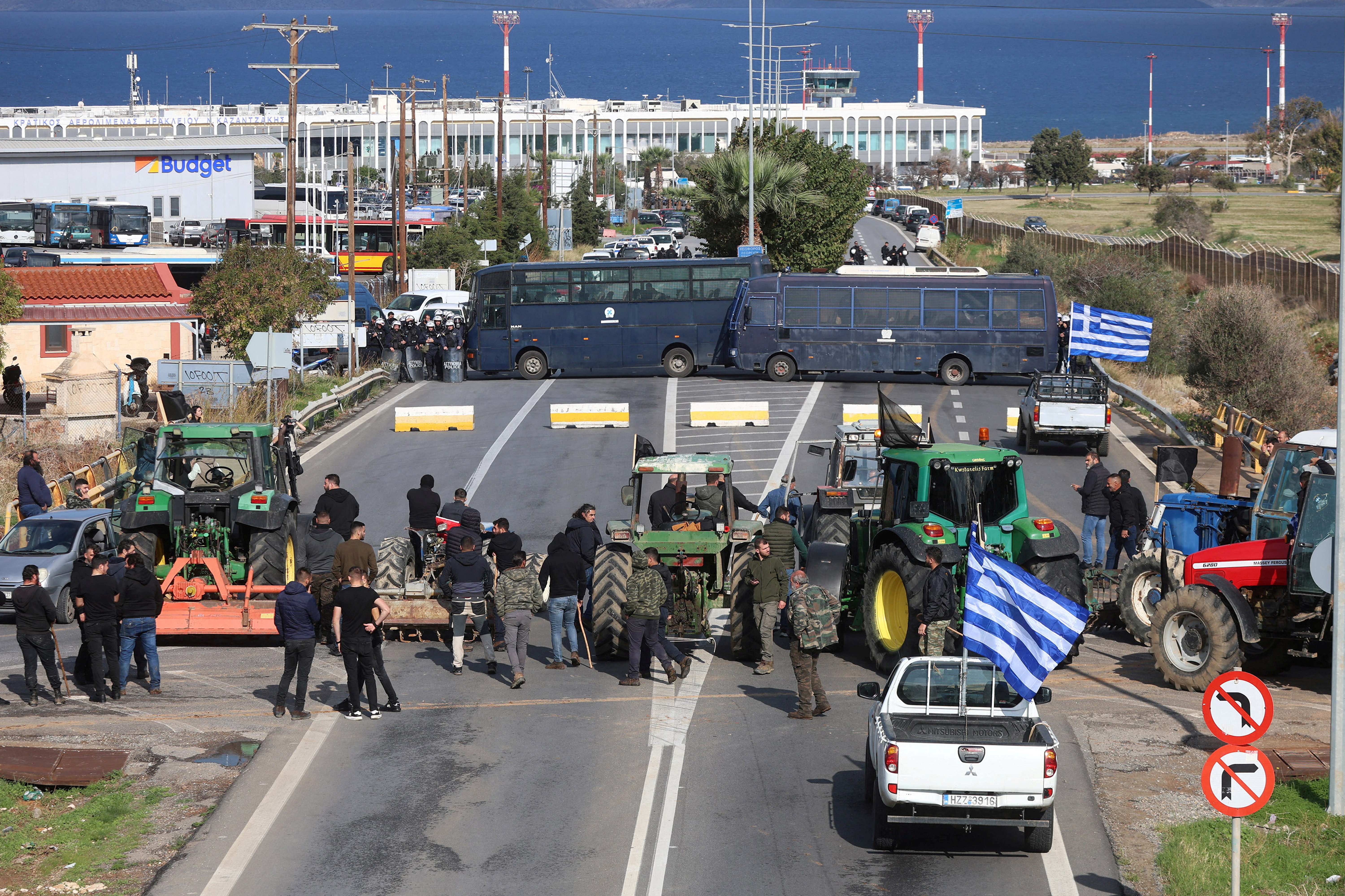Greek farmers block borders, airport and roads in protest at delayed EU farm subsidies