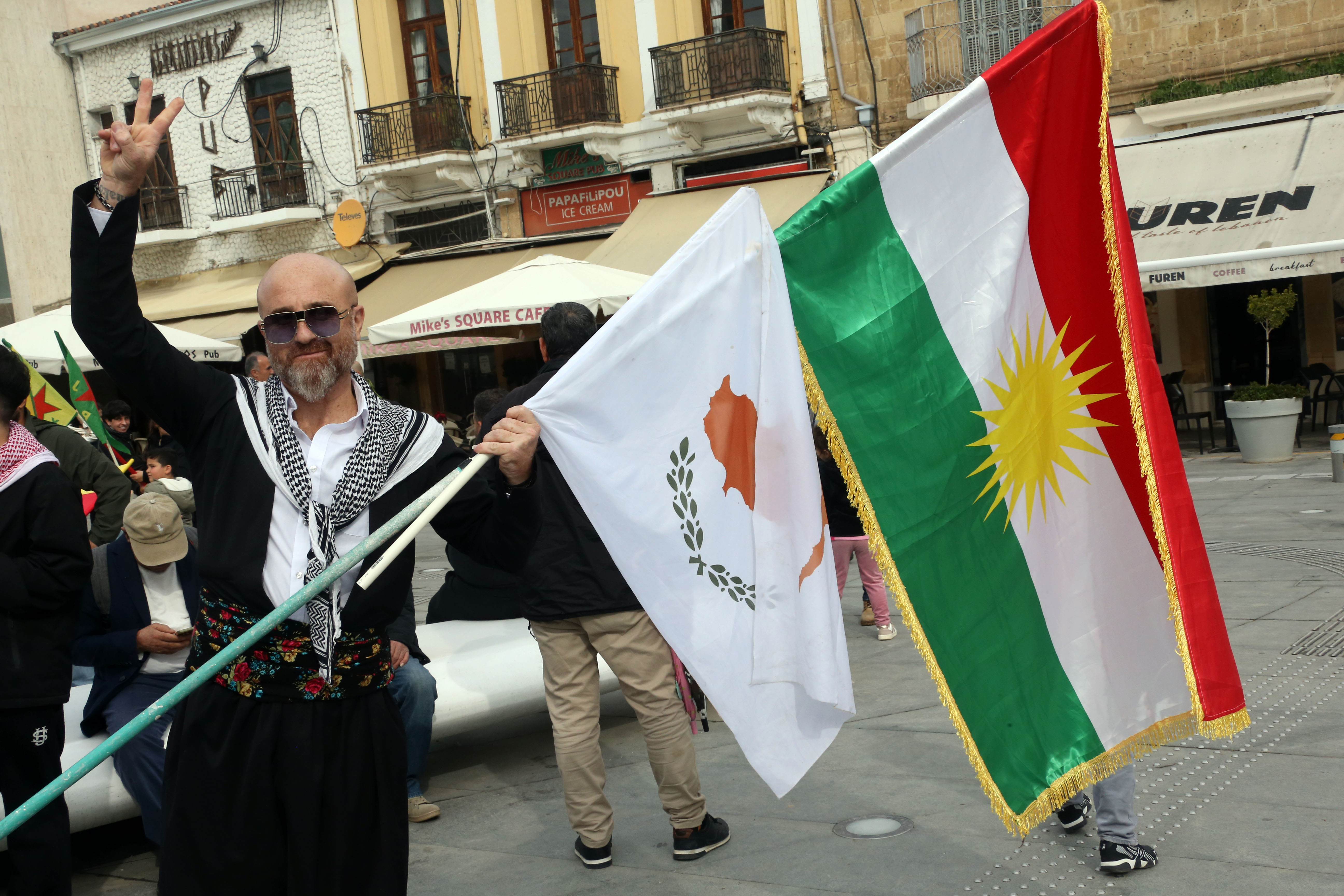 Kurds march in Nicosia as parliament set to vote on Rojava resolution