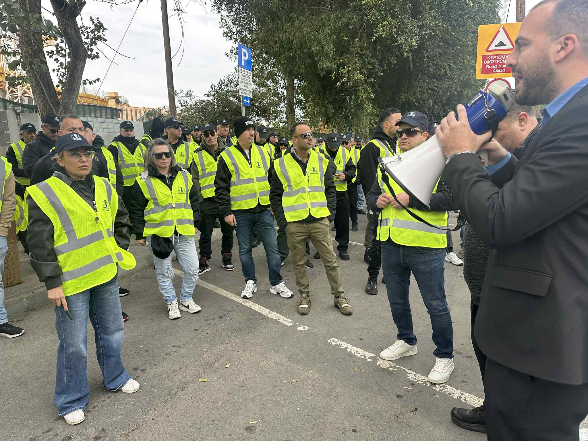 cover Police officers demonstrate over new working hours